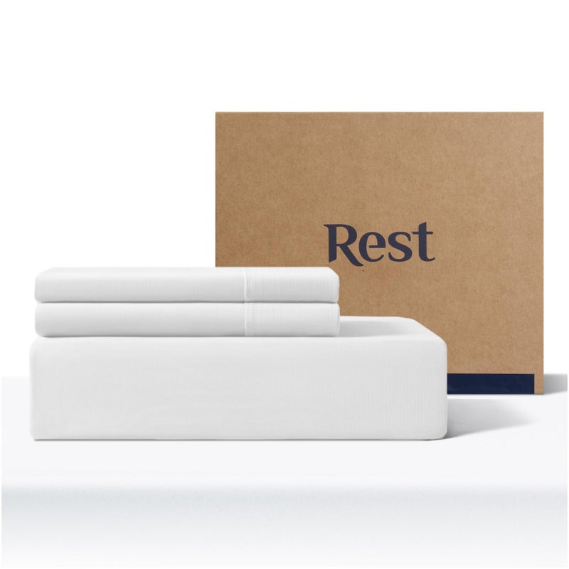 REST Evercool+ Starter Sheet Set, Full Size, White, Breathable Bed Sheet for Hot Sleeper and Night Sweats, with Pillowcases, Ionic+ Self-Cleaning Silver Yarn for Sensitive Skin, 3PCS No Flat Sheet - Image 1